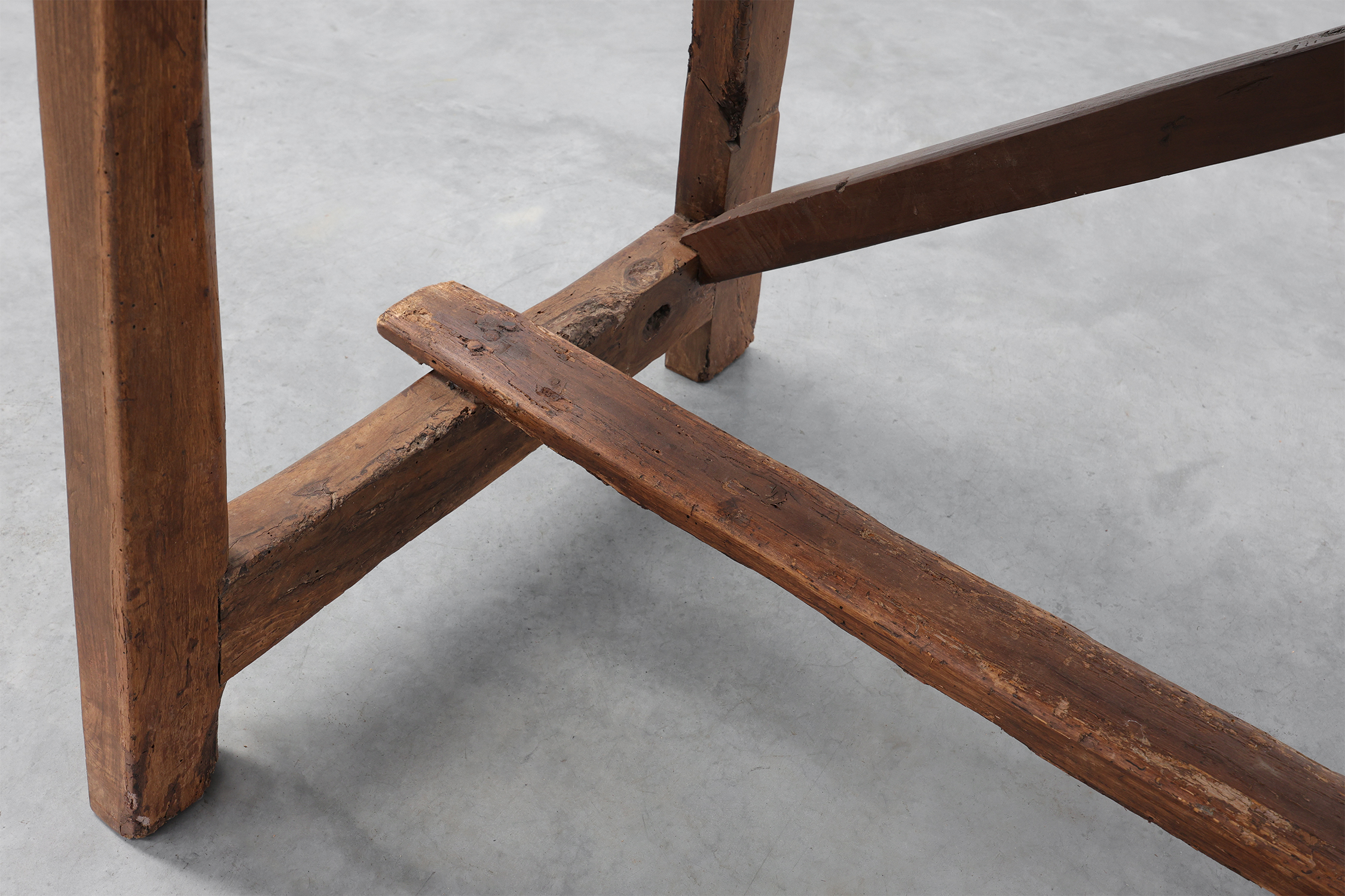 Spanish Rustic Trestle Table with Drawer and X-Stretchers, Spain, 19th Centurythumbnail